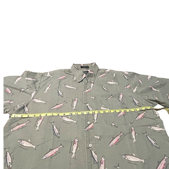 Britches Great Outdoors 90s Vintage Fish Print Button Down Shirt XL - Picture 7 of 13